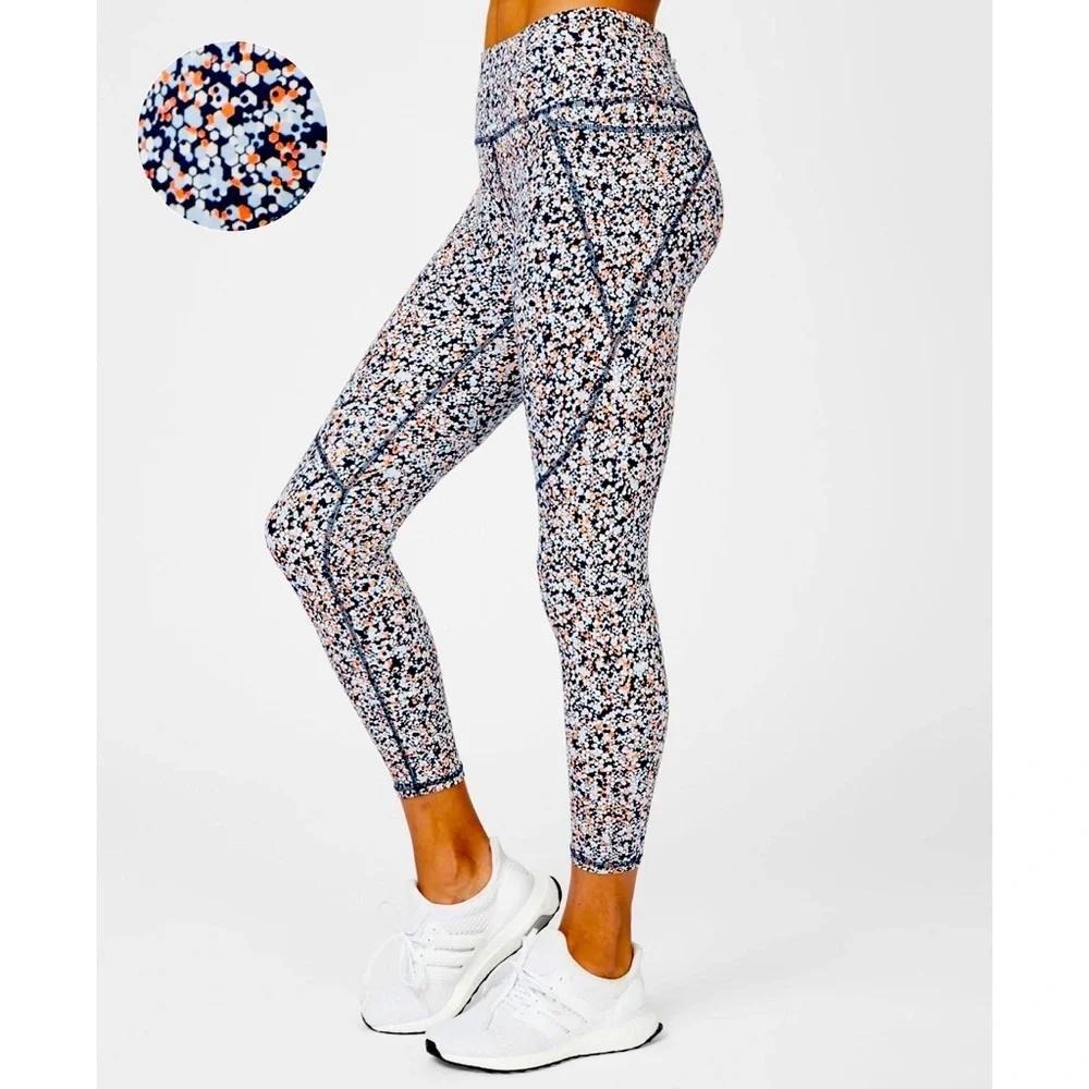 Sweaty Betty The Power 7/8 Workout Leggings Infinity Blue Hexagon Print L